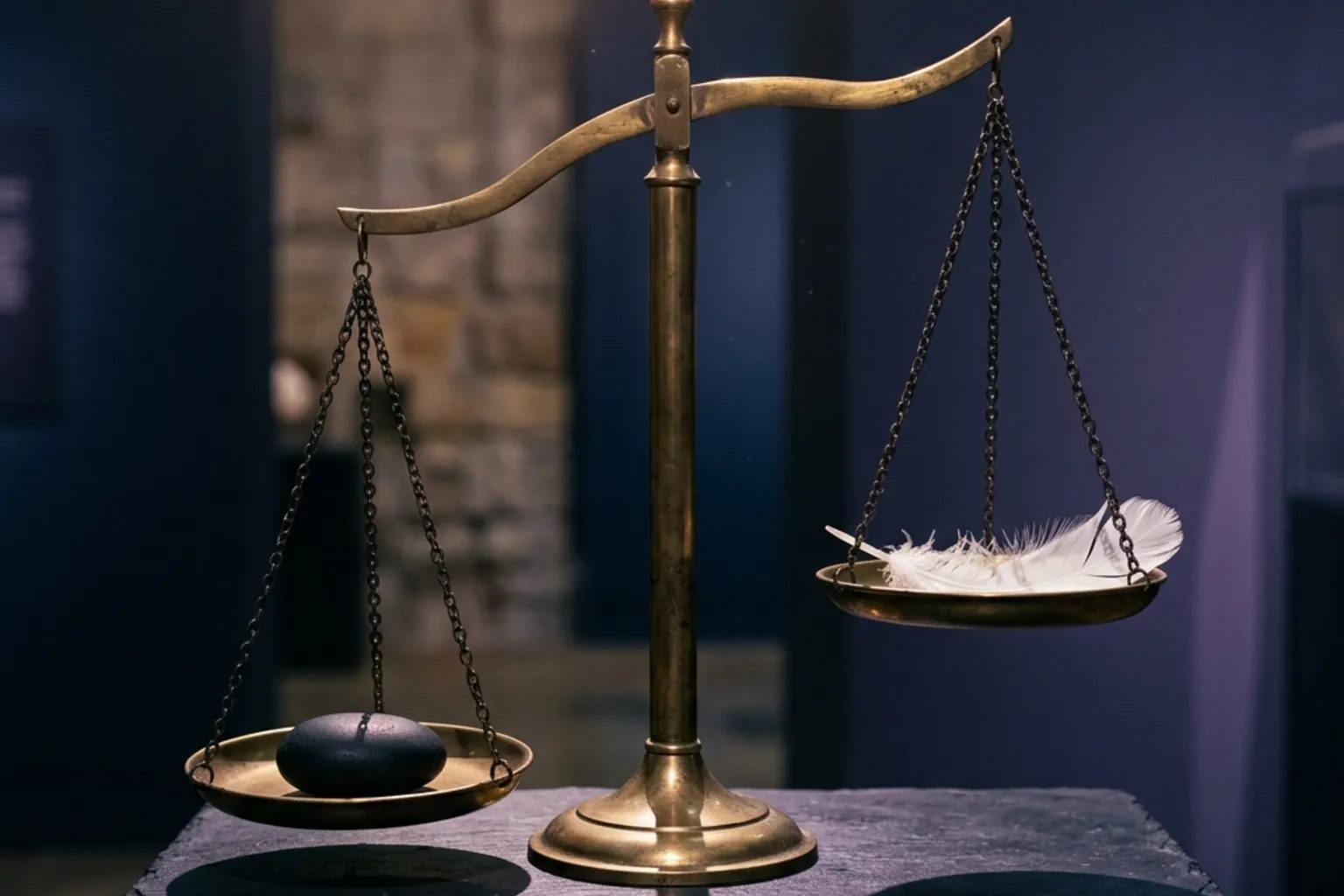 A balanced scale with two weights — Jury