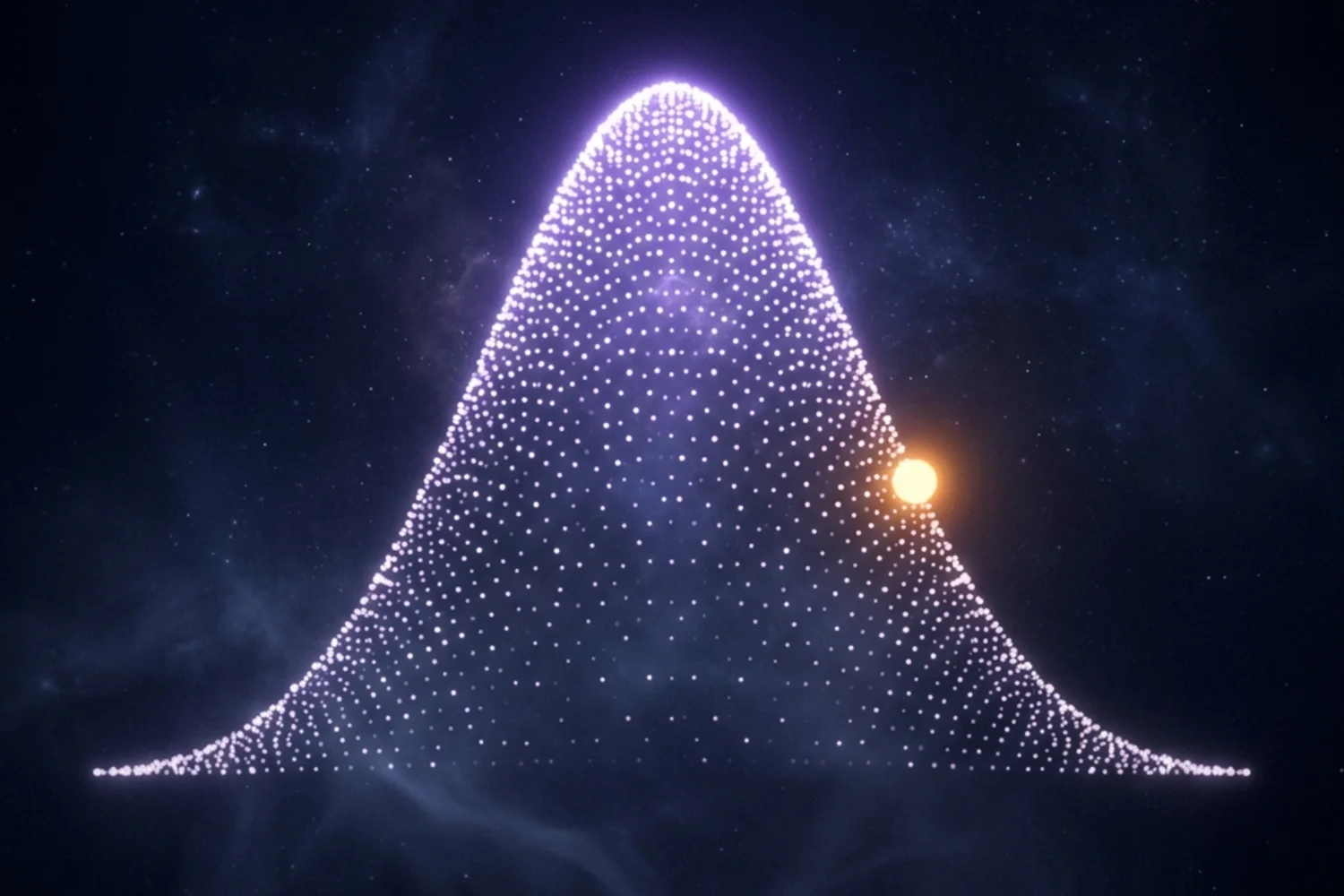 A glowing dot positioned on a bell-curve distribution — Where You Stand